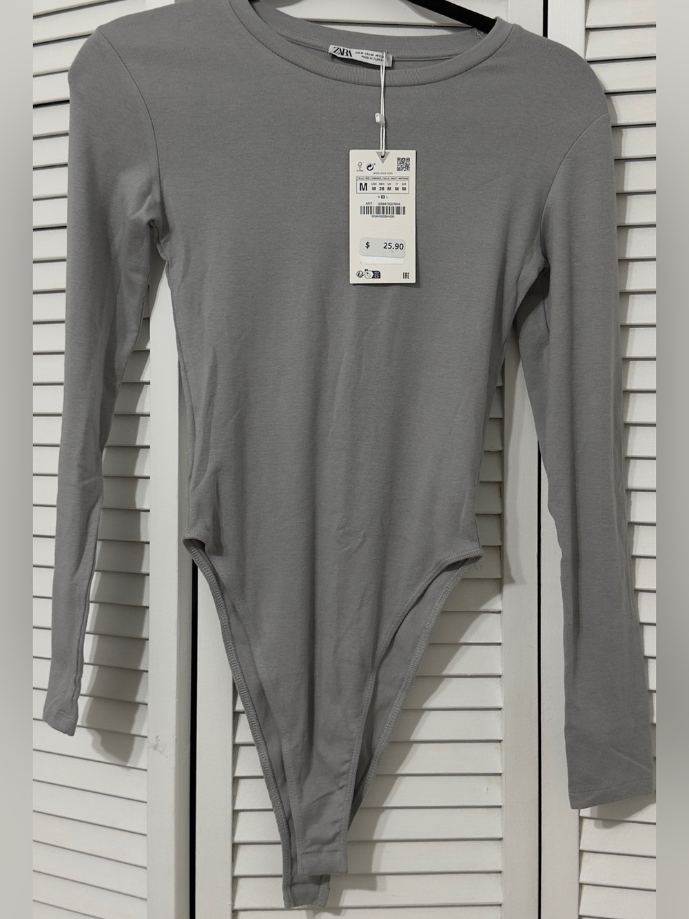 Zara Long Sleeve Crew Neck Bodysuit - Gray - Picture 5 of 5